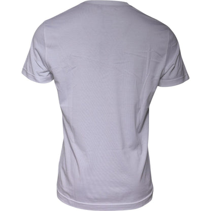 Dolce & Gabbana White Logo Print Cotton Crew Neck T-shirt