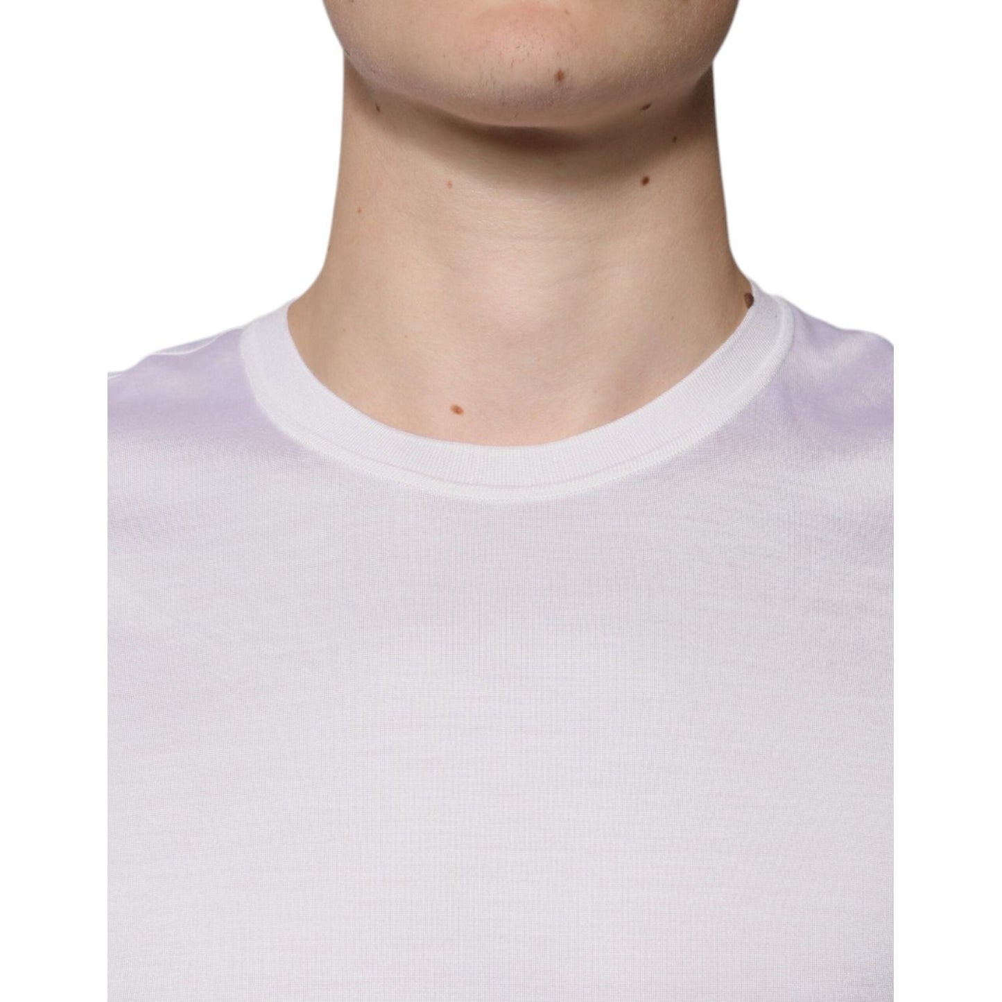 Dolce & Gabbana White Silk Crew Neck Men Pullover Sweater