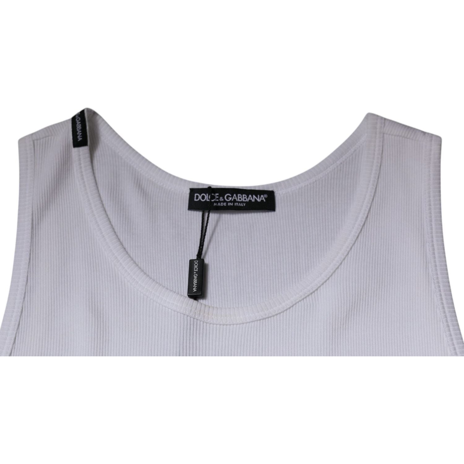 Dolce & Gabbana White Cotton Sleeveless Round Neck Tank T-shirt