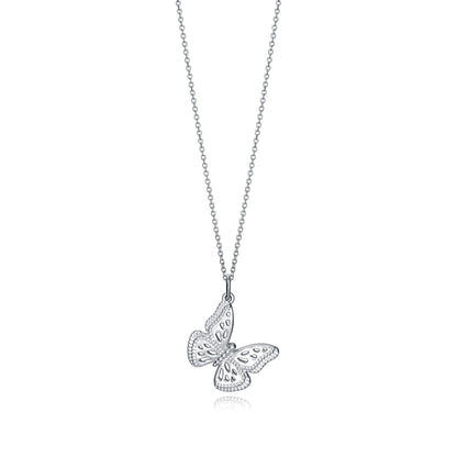 VICEROY JEWELS Mod. 61071C000-00 silver necklace with butterfly pendant for ladies, quartz analog movement, 28mm case, 5 ATM water resistance.