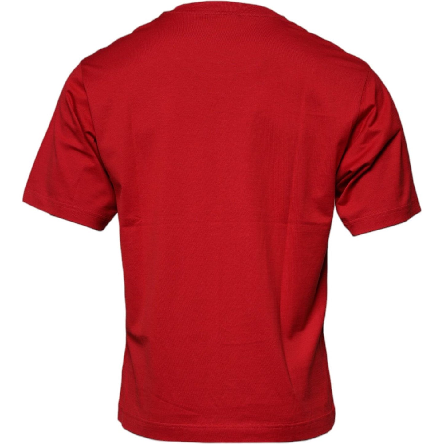 Dolce & Gabbana Red Logo Print Cotton Crew Neck T-shirt