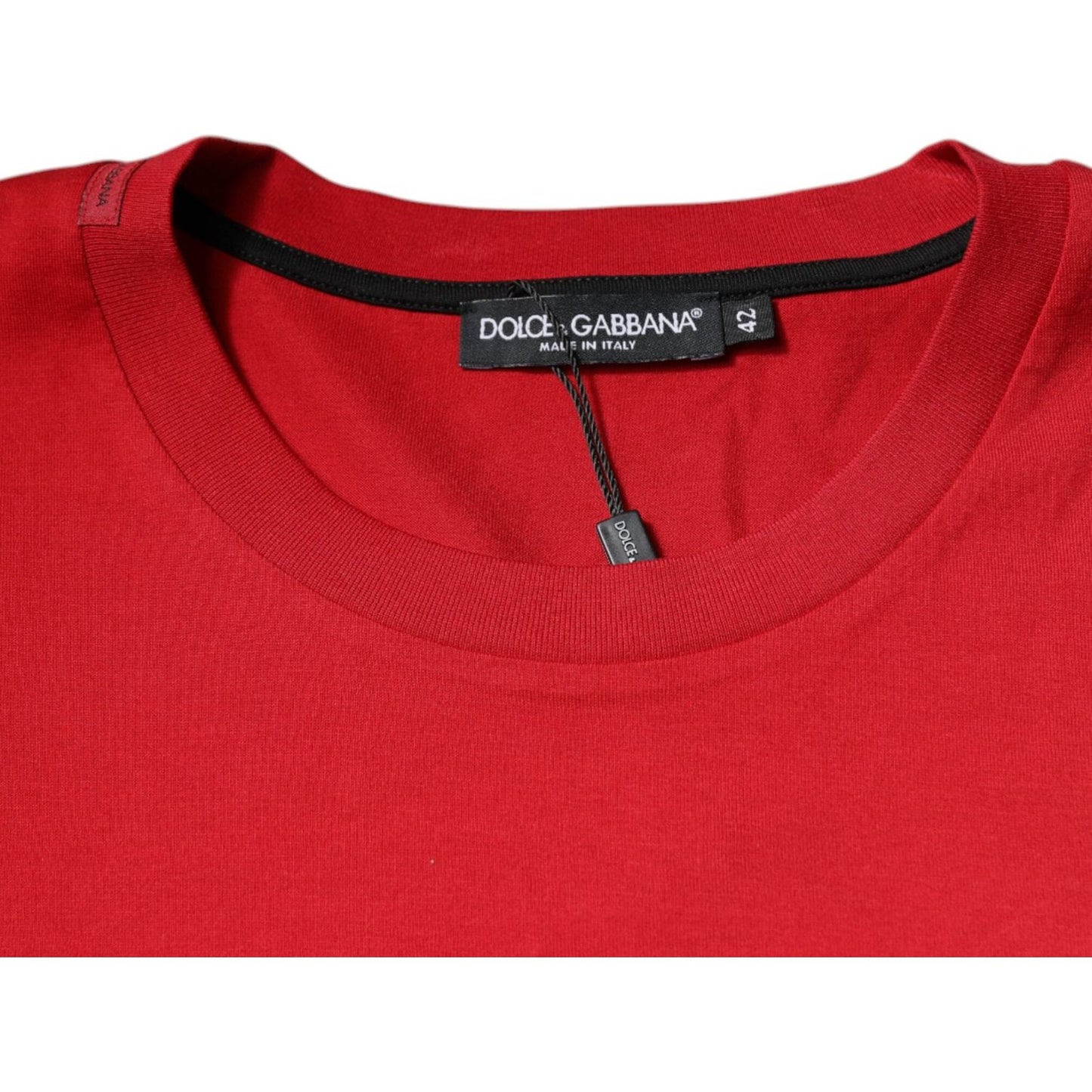 Dolce & Gabbana Red Logo Print Cotton Crew Neck T-shirt