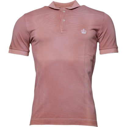 Dolce & Gabbana Pink Crown Collared Short Sleeve Polo T-shirt