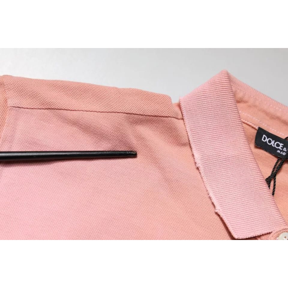 Dolce & Gabbana Pink Crown Collared Short Sleeve Polo T-shirt