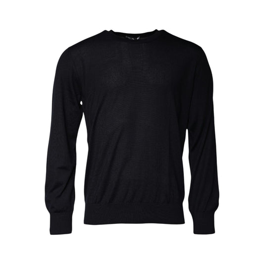 Dolce & Gabbana Blue Cashmere Crew Neck Pullover Sweater