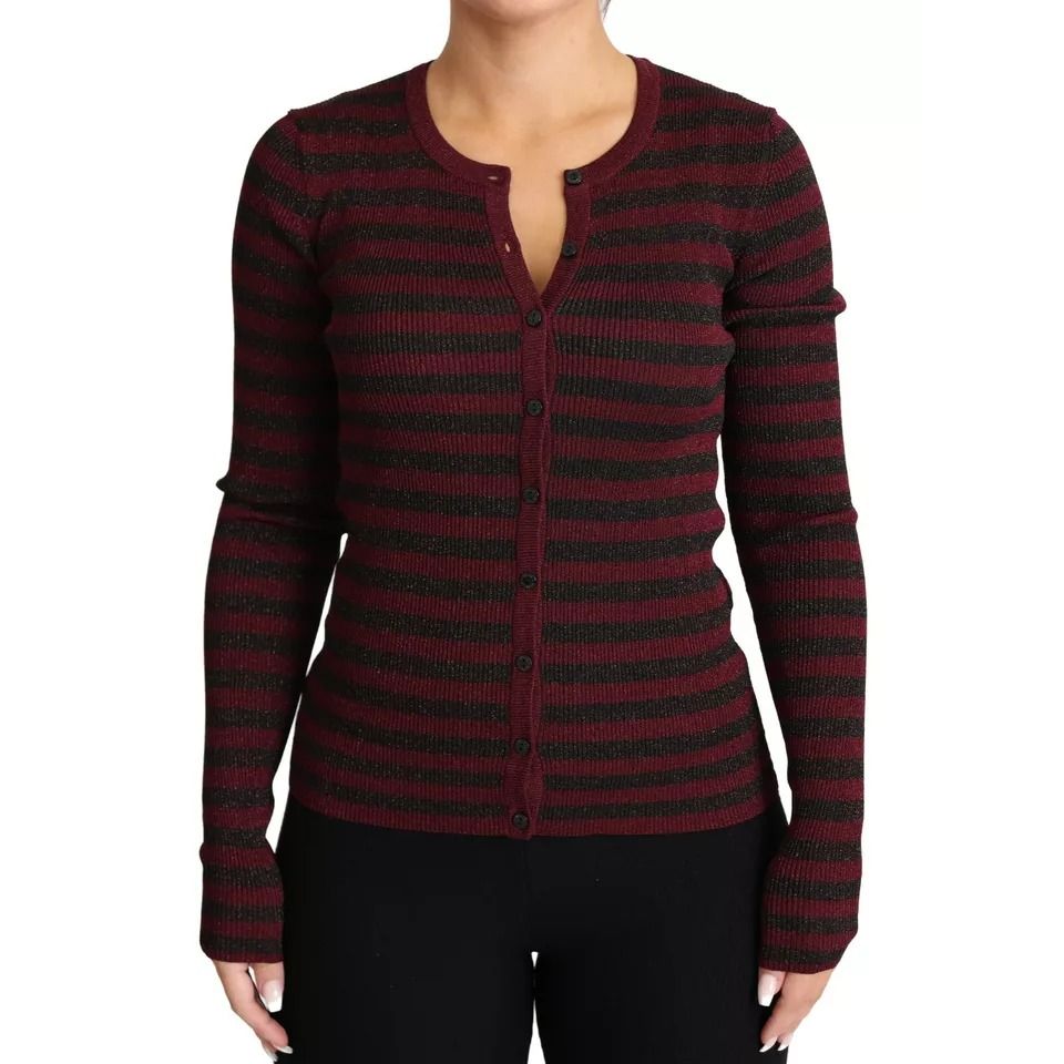 Dolce & Gabbana Black Red Striped Womens Cardigan Sweater TSH5685-36