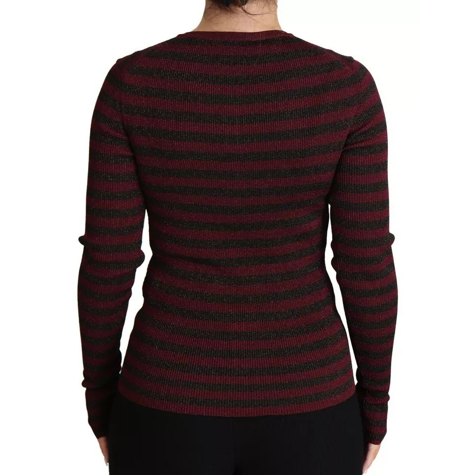 Dolce & Gabbana Black Red Striped Womens Cardigan Sweater TSH5685-36