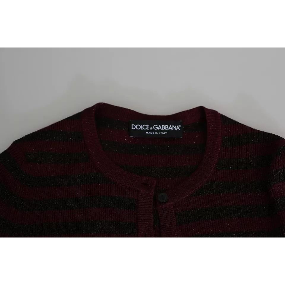 Dolce & Gabbana Black Red Striped Womens Cardigan Sweater TSH5685-36