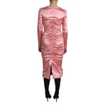 Dolce & Gabbana Pink Long Sleeves Bodycon Sheath Midi Dress DR2696-38