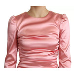 Dolce & Gabbana Pink Long Sleeves Bodycon Sheath Midi Dress DR2696-38