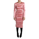 Dolce & Gabbana Pink Long Sleeves Bodycon Sheath Midi Dress DR2696-38