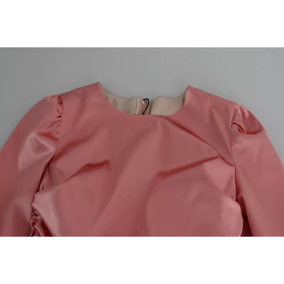 Dolce & Gabbana Pink Long Sleeves Bodycon Sheath Midi Dress DR2696-38