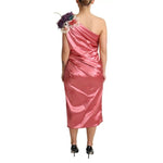 Dolce & Gabbana Pink Draped Midi Flower Applique Dress DR28030-46
