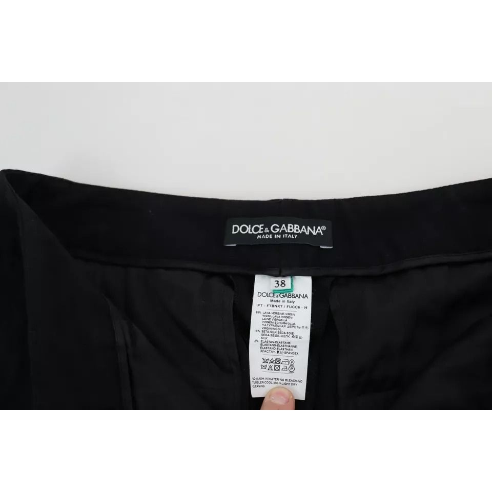 Dolce & Gabbana Black Virgin Wool Stretch Skinny Pants PAN71571-38
