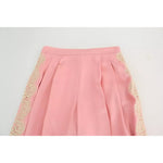 Dolce & Gabbana Pink Lace Trimmed Silk Satin Wide Legs Pants PAN71898-42