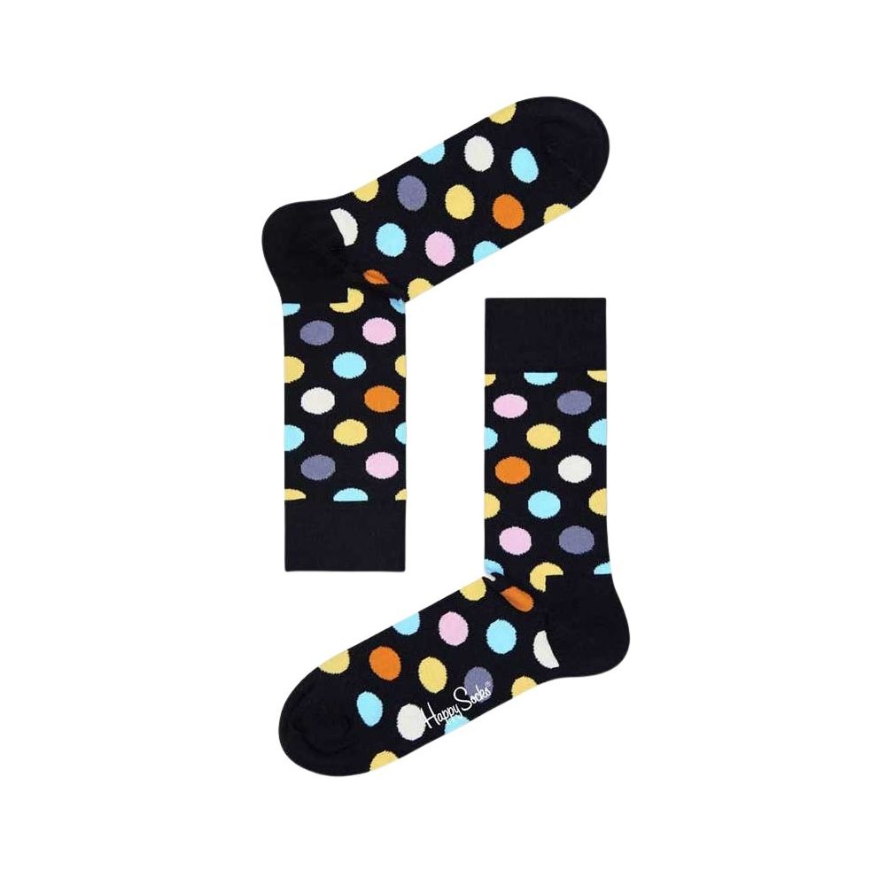 Happy Socks Black Cotton Socks with vibrant polka dot design, perfect blend of comfort and style for women, ideal for any occasion.