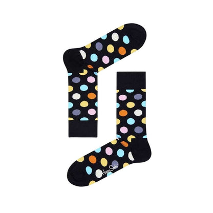 Happy Socks Black Cotton Socks with vibrant polka dot design, perfect blend of comfort and style for women, ideal for any occasion.
