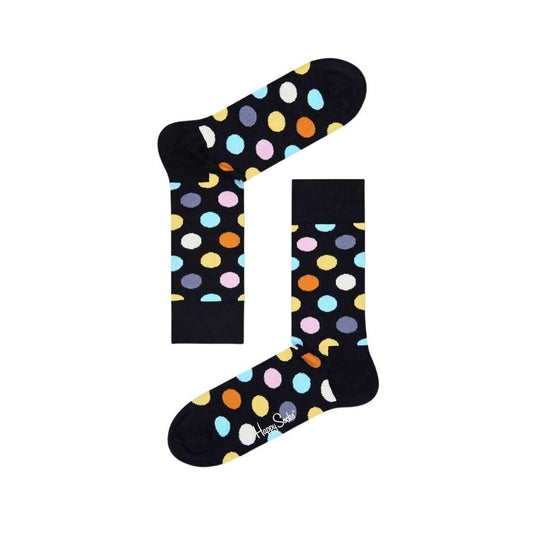 Happy Socks Black Cotton Socks with vibrant polka dot design, perfect blend of comfort and style for women, ideal for any occasion.