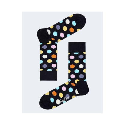 Happy Socks Black Cotton Socks with colorful polka dots, perfect blend of comfort and style for any occasion, elastic and soft.
