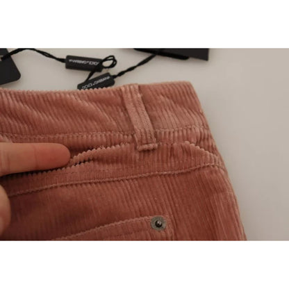 Dolce & Gabbana Pink Cotton Corduroy Skinny Jeans
