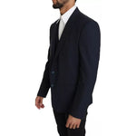Dolce & Gabbana Blue Wool MARTINI Blazer Vest 2 Piece