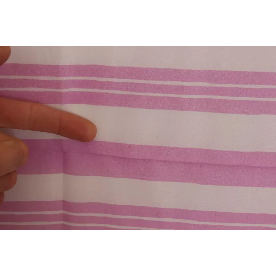 Dolce & Gabbana Pink White Striped Cotton Wrap Shawl Scarf