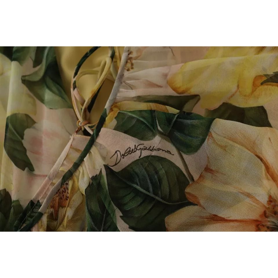 Dolce & Gabbana Multicolor Silk Floral Print Long Maxi Dress
