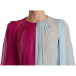 Dolce & Gabbana Fuchsia Light Blue Silk Two Tone Midi Dress DR28277-38