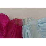 Dolce & Gabbana Fuchsia Light Blue Silk Two Tone Midi Dress DR28277-38