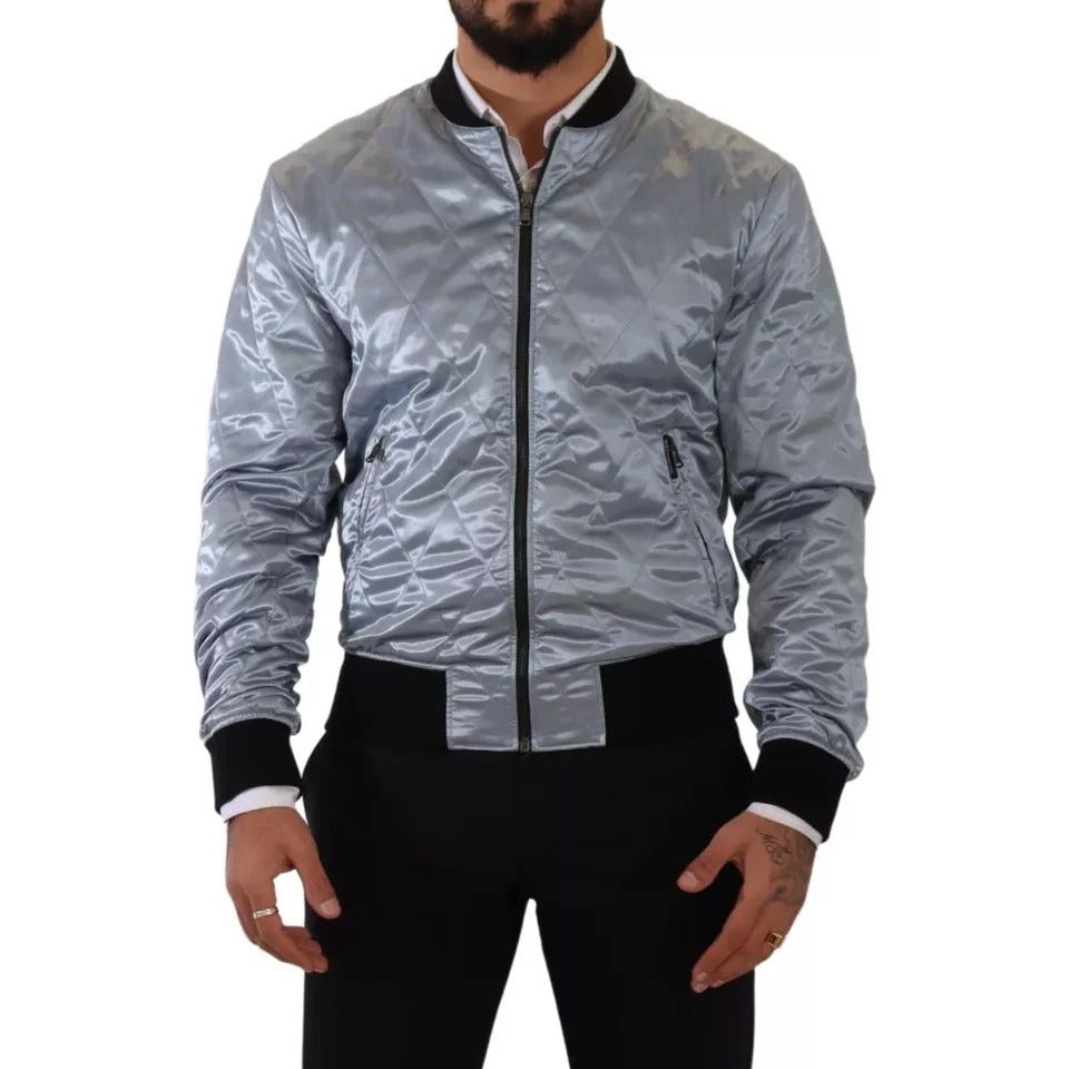 Dolce & Gabbana Light Blue Bomber Coat Men Jacket JKT3304-50