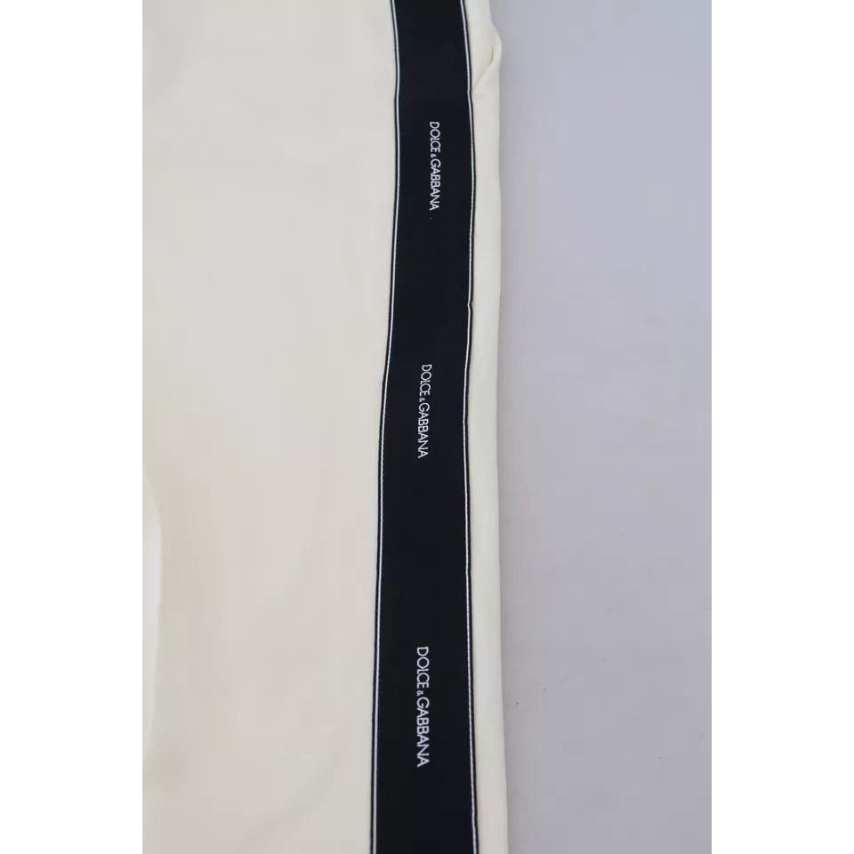 Dolce & Gabbana White High Waist Tapered Wool Pants