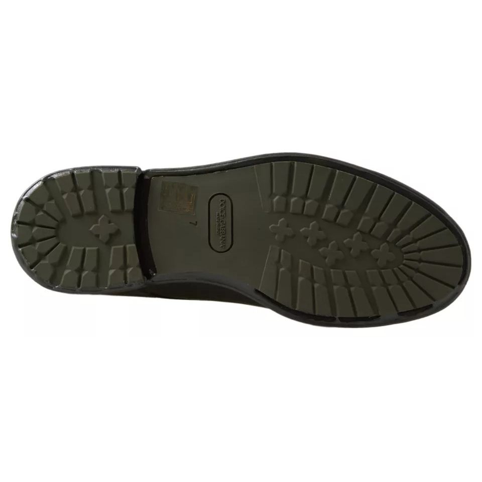 Dolce & Gabbana Green Leather Rubber Sole Dress Shoes