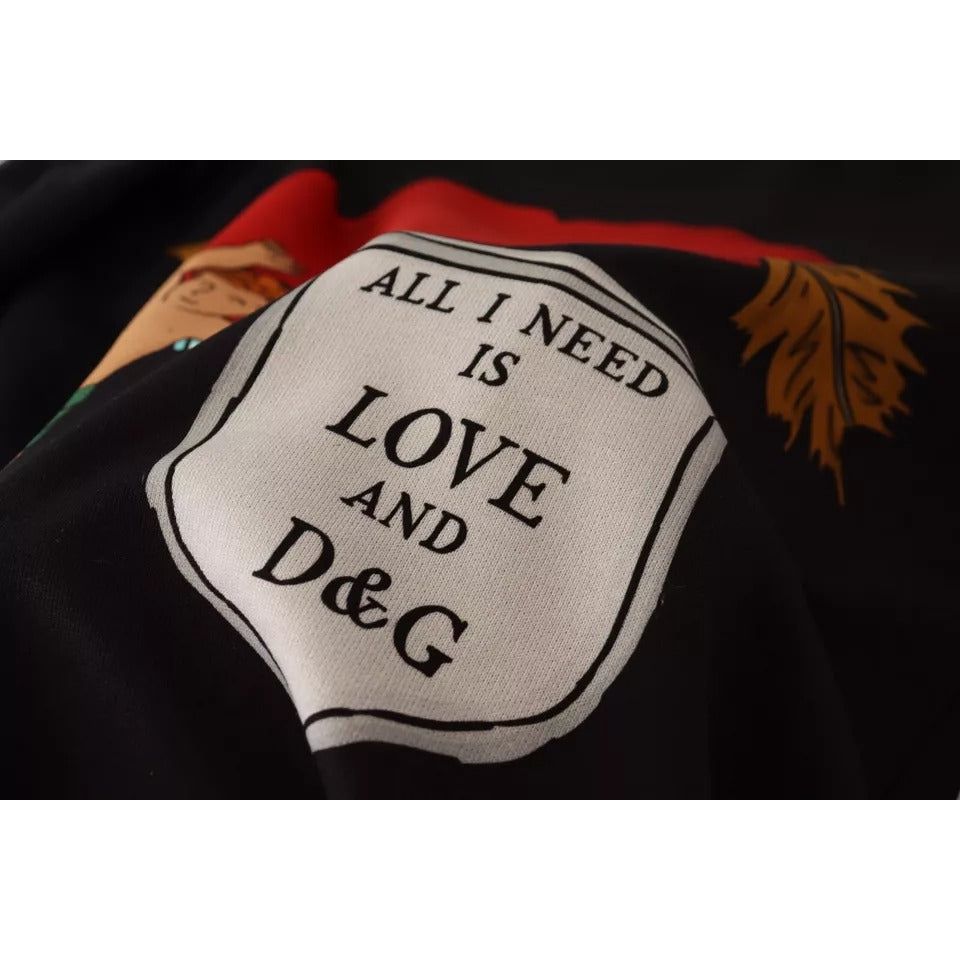 Dolce & Gabbana Black Cupid Print Hoodie Sweatshirt Sweater