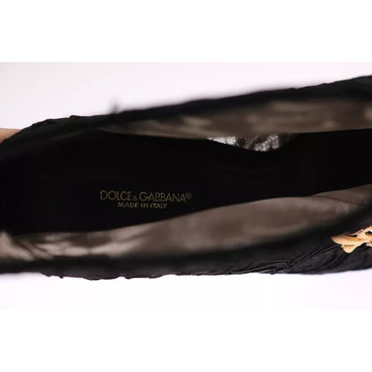 Dolce & Gabbana Black Crystal Lace Booties Stilettos Shoes