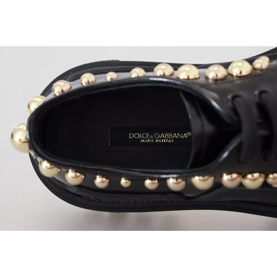 Dolce & Gabbana Black Leather Trekking Derby Embellished Shoes