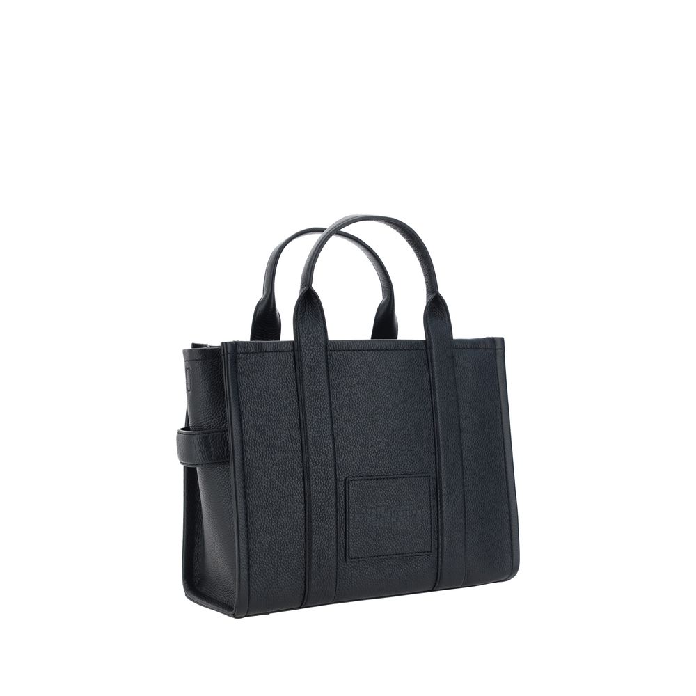 Marc Jacobs Black Calf Leather Bos Taurus Handbag, medium tote with tubular handles, zipper closure, removable shoulder strap, AW25 season.