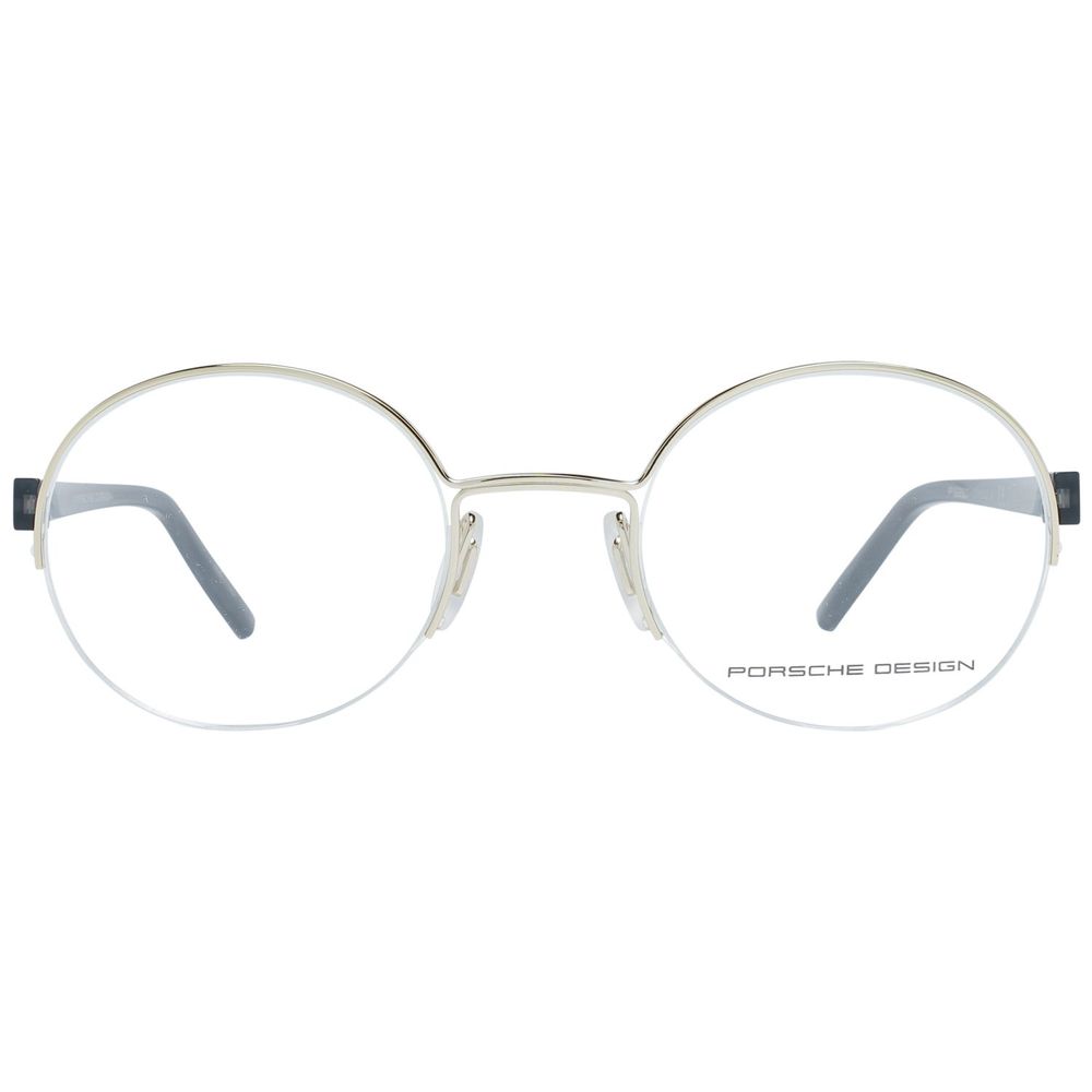 Porsche Gold Metal Frames - Unisex glasses P8350-50D with metal and resin material, round design, golden color, size 50/22/145mm.