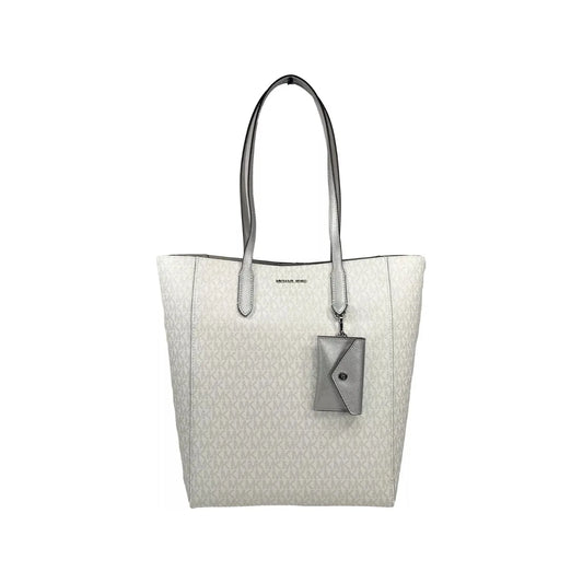 Michael Kors Vincent With Card Case Large Tote Purse Bag Silver 85091