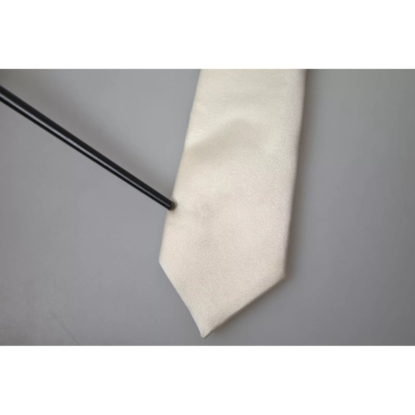 Dolce & Gabbana Off White Satin Silk Classic Men Necktie KRA3252