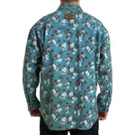 Dolce & Gabbana Blue Floral Cotton Button Down Denim Shirt TSH84198-39
