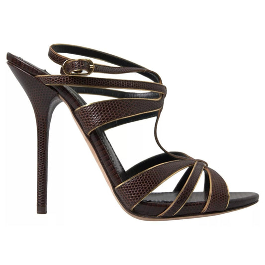 Dolce & Gabbana Brown Ankle Strap Stiletto Heels Sandals Shoes