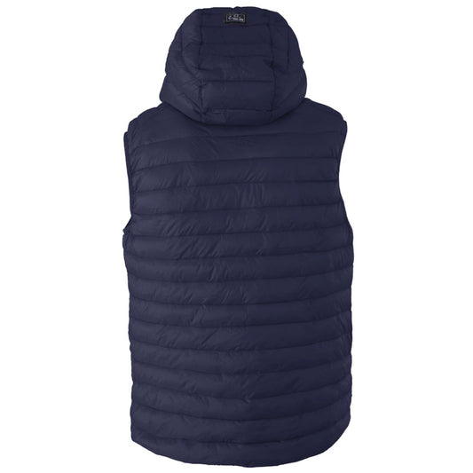 Yes Zee Blue Nylon Sleveless Jacket