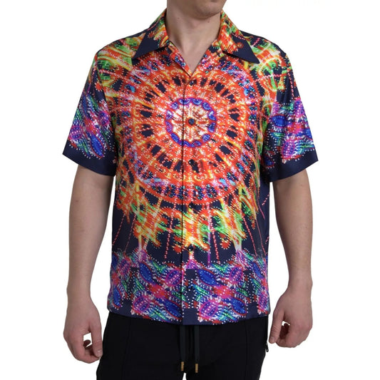 Dolce & Gabbana Multicolor Luminarie Print Men Silk Shirt