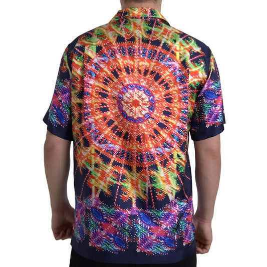 Dolce & Gabbana Multicolor Luminarie Print Men Silk Shirt