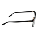 Side view of Ermenegildo Zegna Black Men Glasses Frame, black acetate rectangle shape, full-rim style with demo lenses.