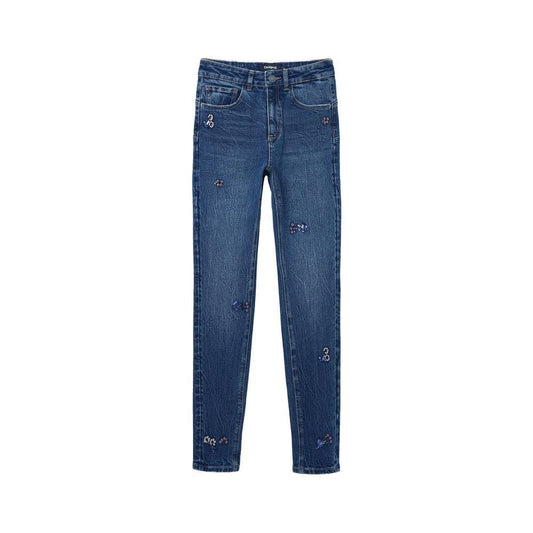 Desigual Blue Cotton Skinny Jean DE-13303200176-IT36|XXS