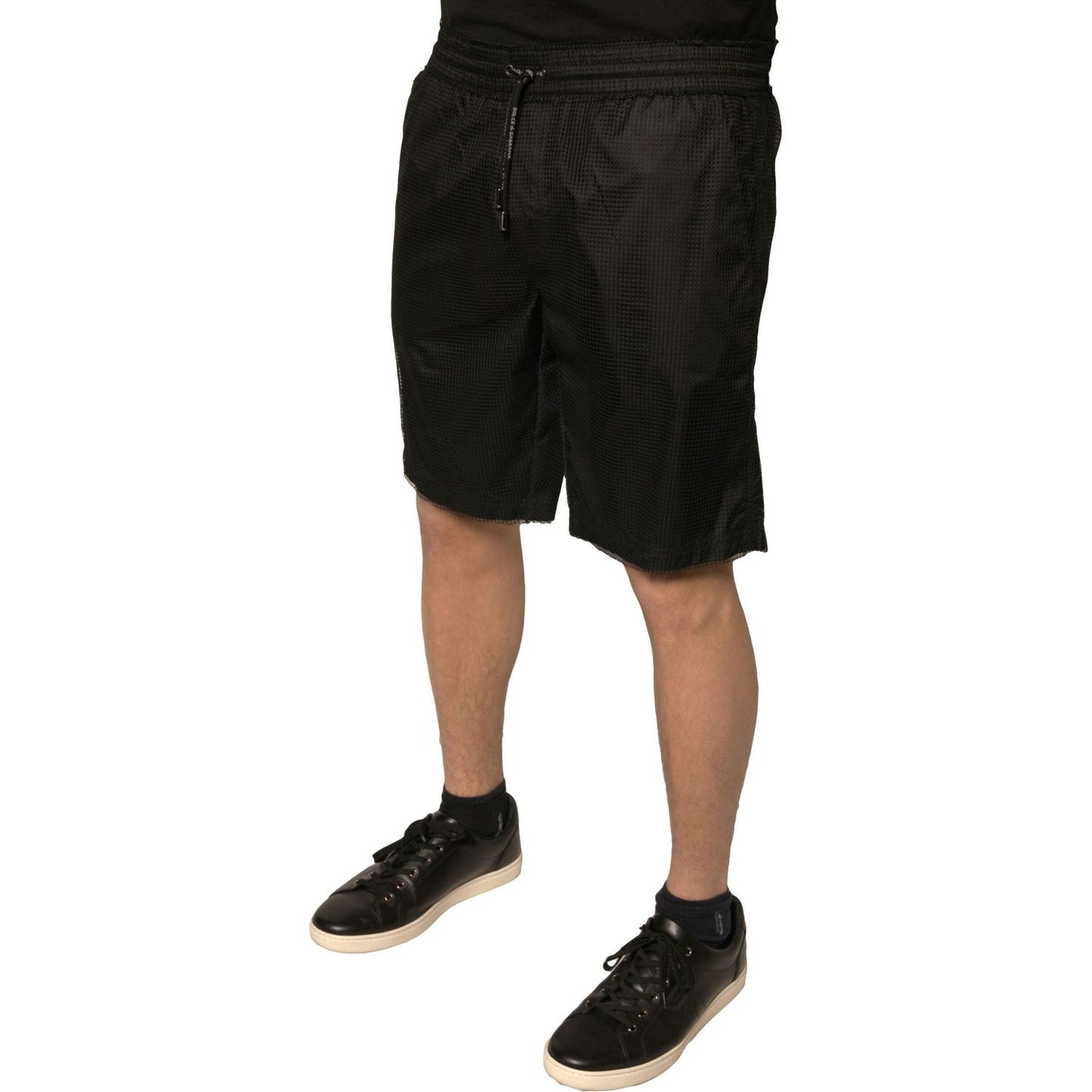 Dolce & Gabbana Black Polyester Jersey Mid Waist Shorts