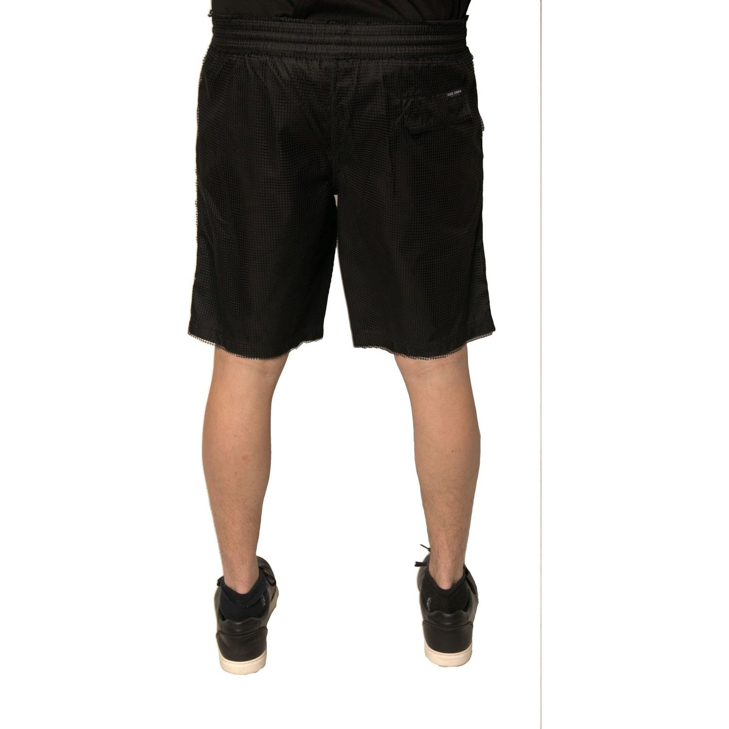 Dolce & Gabbana Black Polyester Jersey Mid Waist Shorts