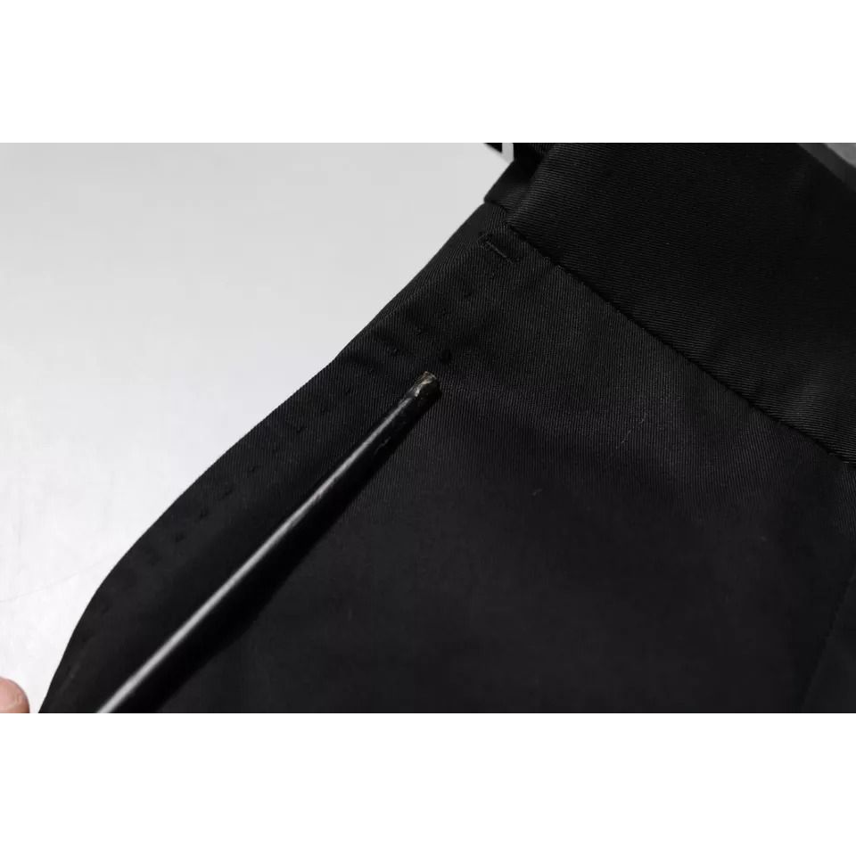 Dolce & Gabbana Black Cotton Tapered Formal Dress Pants