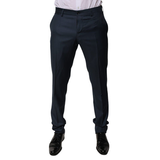 Dolce & Gabbana Blue Wool Tapered Formal Dress Pants